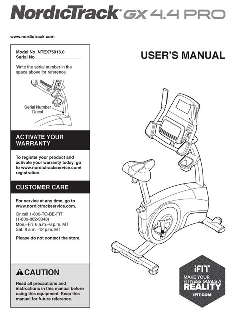 nordictrack bike parts pdf manual